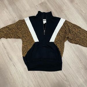 AE leopard colorblock pullover sweatshirt